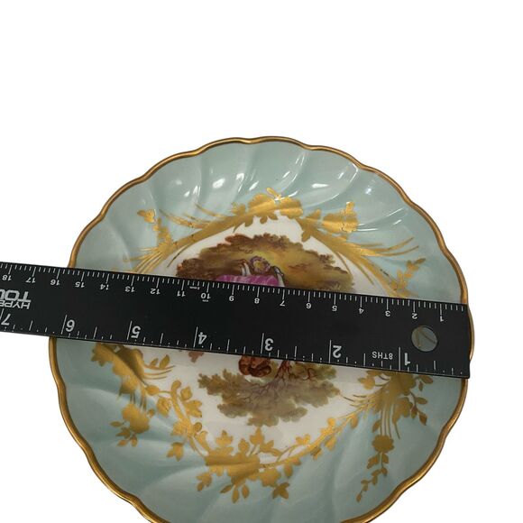 Vtg Limoges Signed Hand Painted Scene Footed Pedestal Candy Dish Courting Couple - Picture 15 of 16